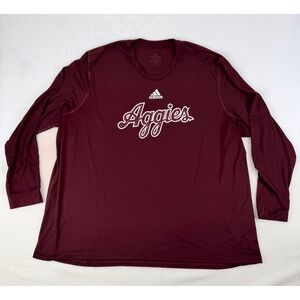 Adidas Mens Aggies Creator Tee Maroon Long Sleeve Performance Shirt 4XL NCAA